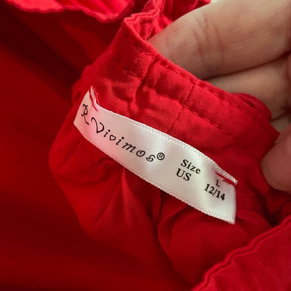 R.Vivimos Women Summer Cotton Sexy Blackless Long Dresses RED Sz Large 12/14 - Picture 7 of 14